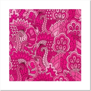 Abstract Floral Neck Gator Hot Pink Floral Abstract Posters and Art